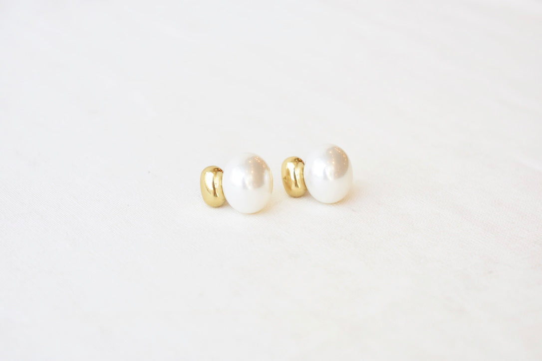 Pearl and Gold Shape Studs