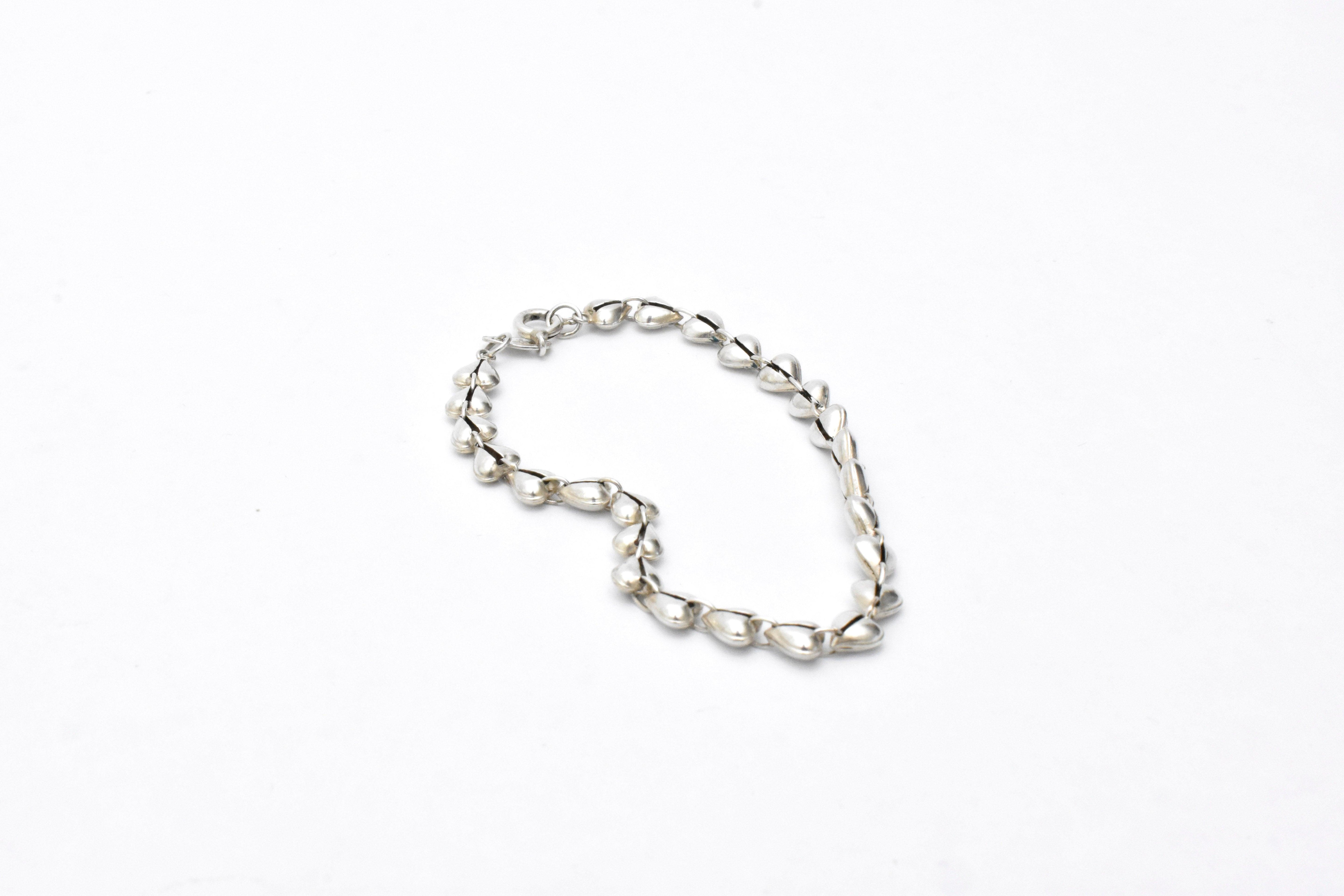 Vintage Sterling Silver Puffy Heart Bracelet #208 - APORTA Shop